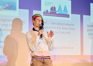 Peggy Engelmann stellte das Netzwerk Fair Winds Collective vor, das nachhaltige Transportlösungen mit segelnden Frachtschiffen fördert.